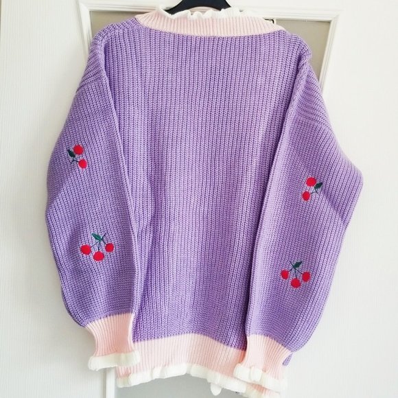 Kawaii Harajuku Pastel Y2K Cute Cherry Cardigan - Picture 3 of 3